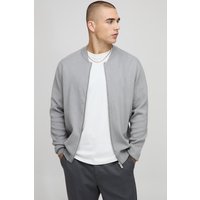 Smarte Strick-Bomberjacke - Grau - L, Grau von boohooman