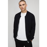 Smarte Strick-Bomberjacke - Schwarz - XS, Schwarz von boohooman