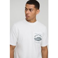 T-Shirt mit Vintage Auto Print - Weiß - XS, Weiß T-Shirt mit Vintage Auto Print - Weiß - XS, Weiß von boohooman