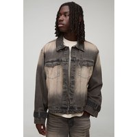 Jeansjacke mit Trichterkragen - Schwarz - L, Schwarz Jeansjacke mit Trichterkragen - Schwarz - L, Schwarz von boohooman