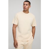 Geripptes T-Shirt mit Man-Stickerei - Gelb - M, Gelb Geripptes T-Shirt mit Man-Stickerei - Gelb - M, Gelb von boohooman