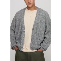 Relaxed Boxy Fit Mixed Boucle Knitted Cardigan - Grau - L, Grau von boohooman