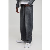 Lockere graue Jeans mit Gürtel - 30R, Grau von boohooman