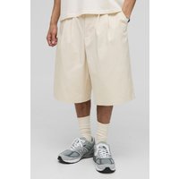 Lockere Shorts mit Bundfalten - Beige - 36, Beige von boohooman