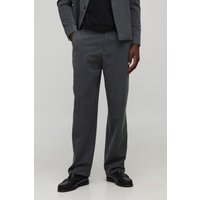 Lockere Anzughose mit Fischgräten-Print - Grau - L, Grau von boohooman