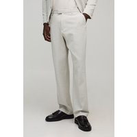 Lockere Anzughose mit Fischgräten-Print - Grau - M, Grau von boohooman