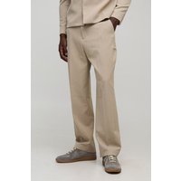 Lockere Anzughose mit Fischgräten-Print - Grau - XL, Grau von boohooman