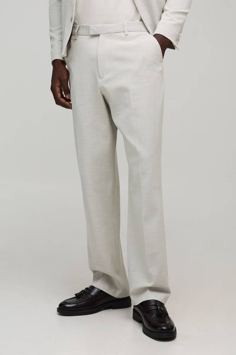 Lockere Anzughose mit Fischgräten-Print - Grau - XS, Grau von boohooman