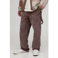 Relaxed Fit Washed Carpenter Corduroy Trousers - Braun - 34R, Braun Relaxed Fit Washed Carpenter Corduroy Trousers - Braun - 34R, Braun von boohooman
