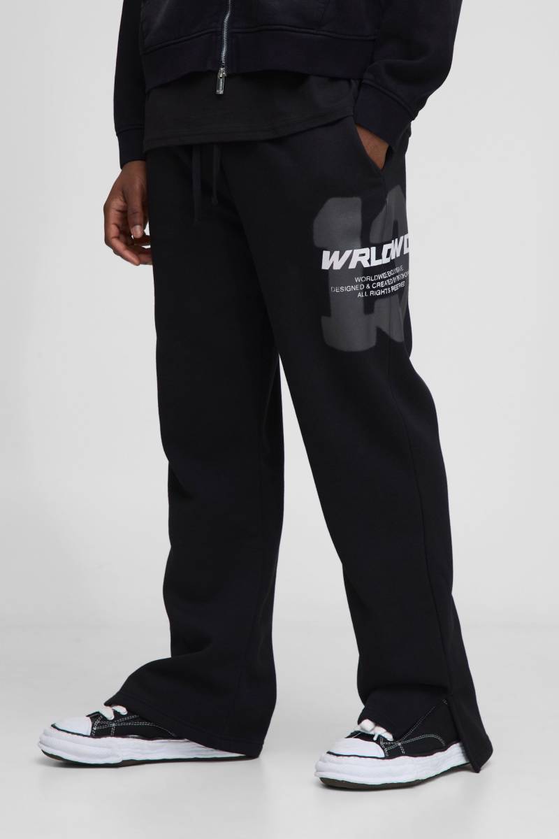Lockere Worldwide 13 Jogginghose mit geteiltem Saum - Schwarz - S, Schwarz Lockere Worldwide 13 Jogginghose mit geteiltem Saum - Schwarz - S, Schwarz von boohooman