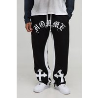 Lockere Jogginghose mit Gothic Homme Print - Schwarz - XL, Schwarz von boohooman