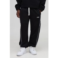 Lockere Man Sport-Jogginghose mit Paspeln - Schwarz - XL, Schwarz von boohooman