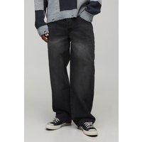 Relaxed Rigid Washed Jeans - Grau - 32R, Grau von boohooman
