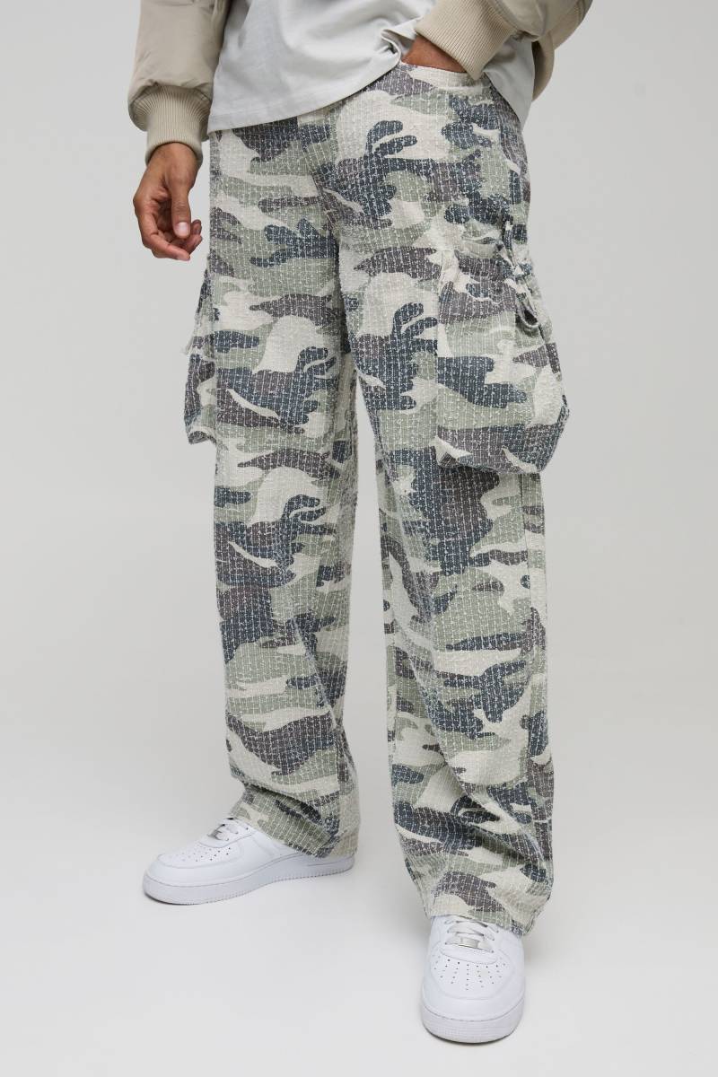 Locker zerrissene Camouflage Ripstop Cargo-Hose - Khaki - 34R, Khaki von boohooman