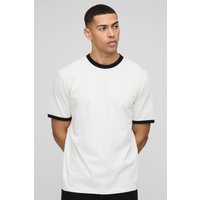 Ringer Rundhals T-Shirt - Ecru - XS, Ecru Ringer Rundhals T-Shirt - Ecru - XS, Ecru von boohooman