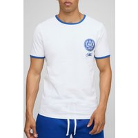 Ringer T-Shirt mit Man-Stickerei - Blau - XS, Blau von boohooman