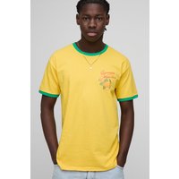 Ringer T-Shirt mit Zitronen-Print - Gelb - M, Gelb Ringer T-Shirt mit Zitronen-Print - Gelb - M, Gelb von boohooman