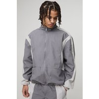 Ripstop Colorblock Jacke mit Trichterkragen - Grau - XS, Grau Ripstop Colorblock Jacke mit Trichterkragen - Grau - XS, Grau von boohooman