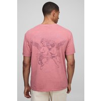 Rotes Oversize T-Shirt mit Print - M, Rot von boohooman