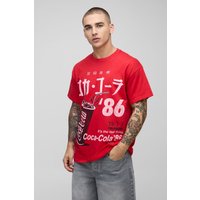 Rotes Oversize T-Shirt mit lizenziertem Coca-Cola Print - M, Rot von boohooman