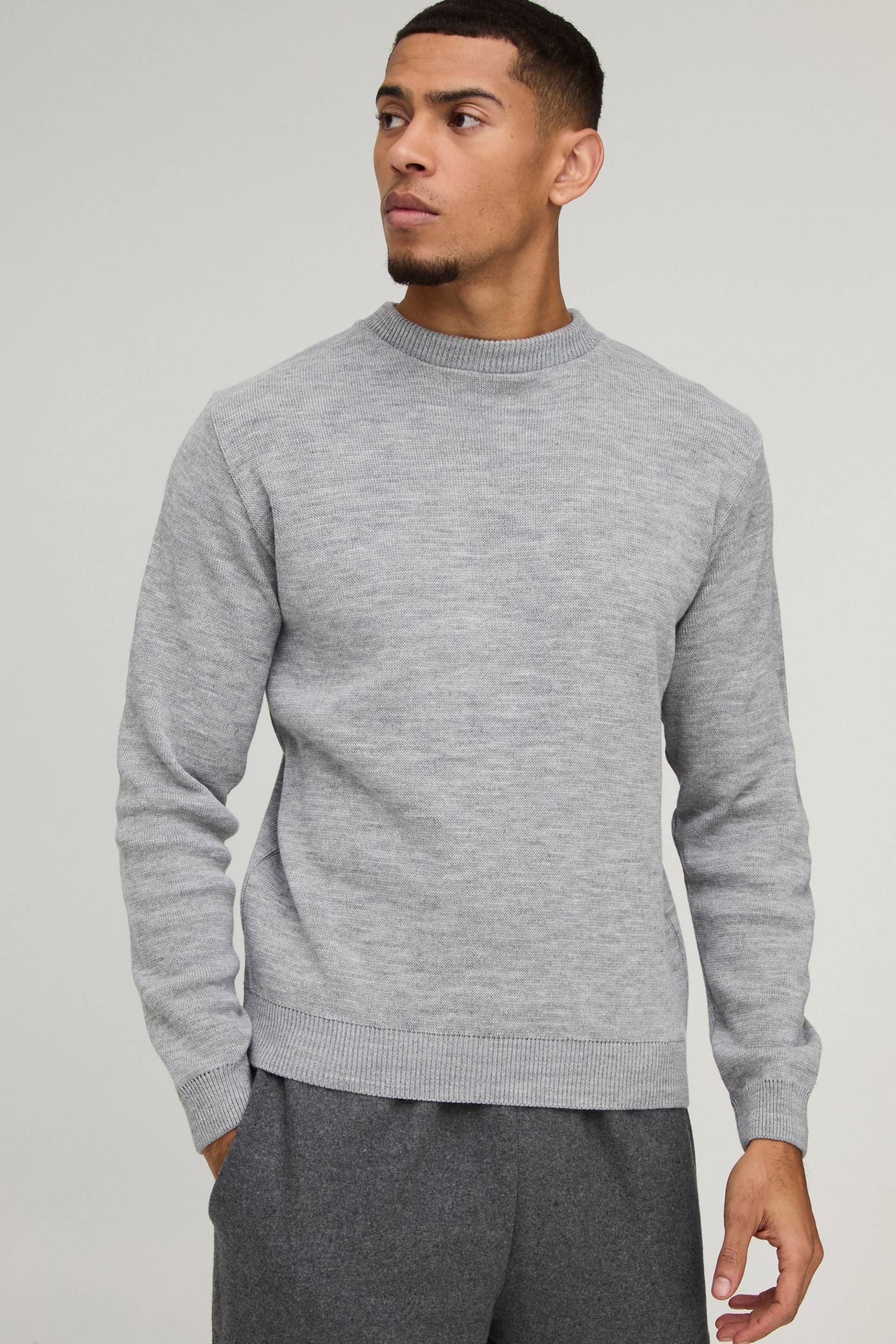 Rundhals-Strickpullover - Grau - XS, Grau Rundhals-Strickpullover - Grau - XS, Grau von boohooman