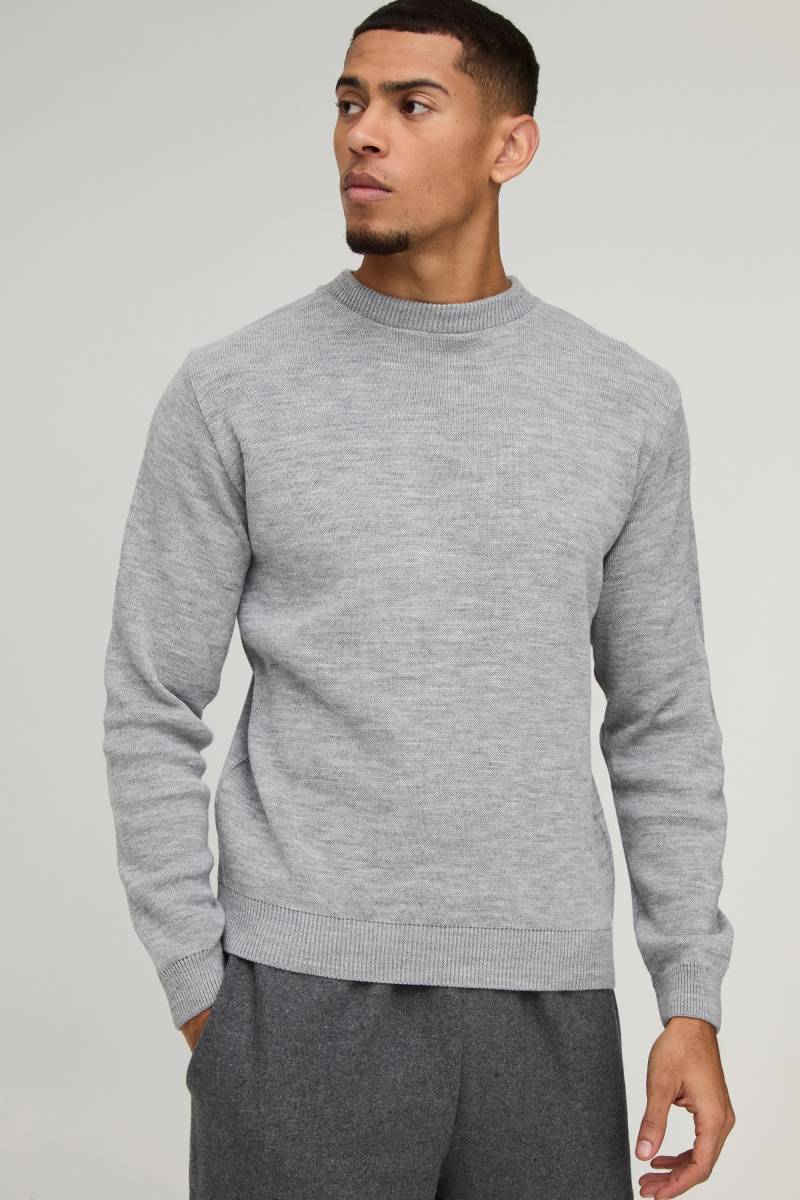 Rundhals-Strickpullover - Grau - XS, Grau Rundhals-Strickpullover - Grau - XS, Grau von boohooman