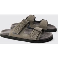 Sandalen aus Wildlederimitat mit Naht-Detail - Grau - 43, Grau von boohooman