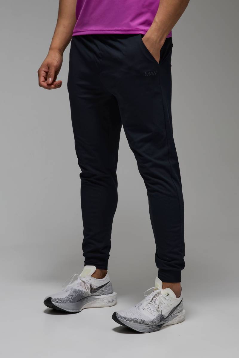 Schmale Man Active Stretch-Jogginghose - Schwarz - L, Schwarz von boohooman