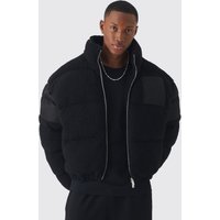 Schwarze Borg & Nylon Steppjacke mit Trichterkragen - XS, Schwarz Schwarze Borg & Nylon Steppjacke mit Trichterkragen - XS, Schwarz von boohooman