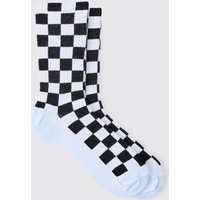 Schwarze Jacquard Socken mit Schachbrett-Print von boohooman