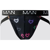 Schwarze Man-Dash Jeggings mit Herz-Print - L, Schwarz Schwarze Man-Dash Jeggings mit Herz-Print - L, Schwarz von boohooman