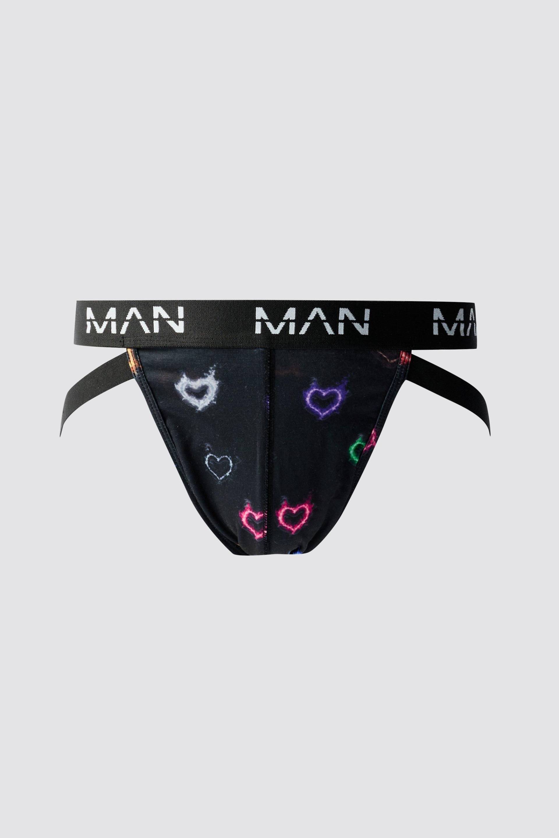 Schwarze Man-Dash Jeggings mit Herz-Print von boohooman