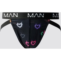 Schwarze Man-Dash Jeggings mit Herz-Print von boohooman