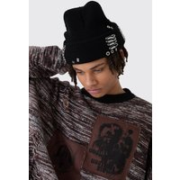 Schwarze Mütze mit Ketten-Detail von boohooman
