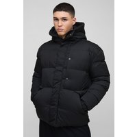 Schwarze Official Steppjacke mit Kapuze - XS, Schwarz von boohooman