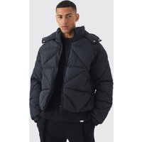 Schwarze Steppjacke mit abstraktem Print - XS, Schwarz Schwarze Steppjacke mit abstraktem Print - XS, Schwarz von boohooman