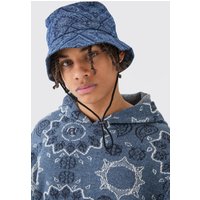 Schwarzer Bandana Denim-Hut - ONE SIZE, Schwarz von boohooman