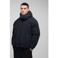 Schwarzer Man Steppmantel mit Kapuze von boohooman