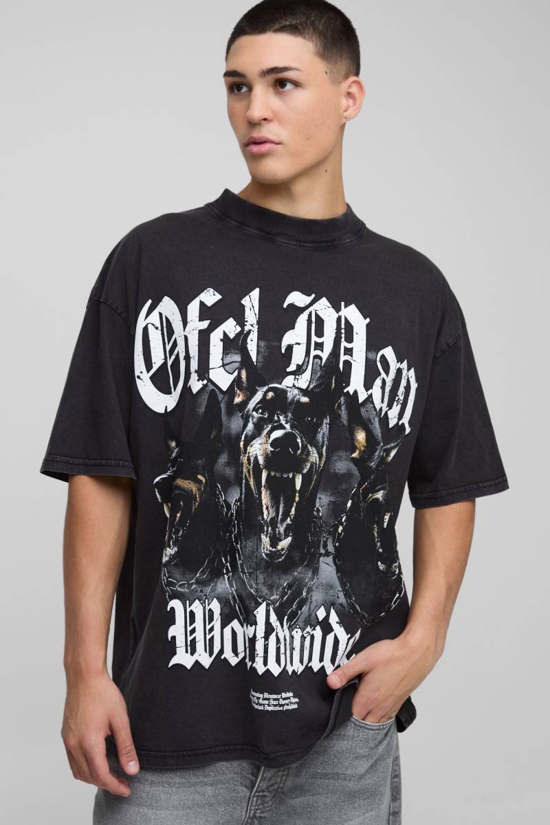 Schwarzes Oversize Official Man T-Shirt mit Print - XS, Schwarz von boohooman