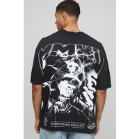 Schwarzes Oversize T-Shirt mit Acid-Waschung - XS, Schwarz von boohooman