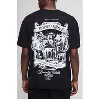 Schwarzes Oversize T-Shirt mit Rodeo Drive Print - S, Schwarz von boohooman