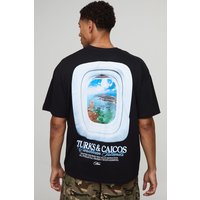 Schwarzes Oversize T-Shirt mit karibischem Print - XS, Schwarz Schwarzes Oversize T-Shirt mit karibischem Print - XS, Schwarz von boohooman