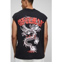 Schwarzes Oversize vesttop mit Official Man Print - S, Schwarz von boohooman