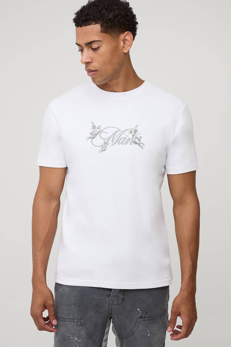 Schwarzes Slim-Fit Man T-Shirt - Weiß - XS, Weiß Schwarzes Slim-Fit Man T-Shirt - Weiß - XS, Weiß von boohooman