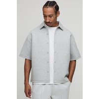 Kurzärmliges Oversize Scuba-Hemd - Grau - XL, Grau von boohooman