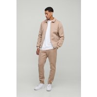 Scuba Trainingsanzug mit Harrington-Jacke - Taupe - XS, Taupe Scuba Trainingsanzug mit Harrington-Jacke - Taupe - XS, Taupe von boohooman
