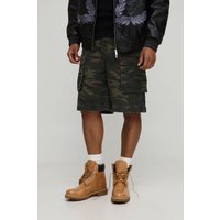Lockere Camouflage Cargo-Hose mit Reißverschluss - Khaki - 28, Khaki von boohooman