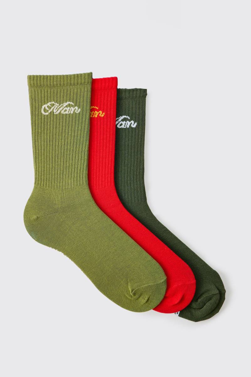 3er-Pack Man Sport-Socken - Mehrfarbig - ONE SIZE, Mehrfarbig von boohooman