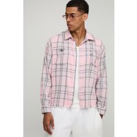 Langärmliges kastiges Oversize check-Hemd - Rosa - 2XL, Rosa Langärmliges kastiges Oversize check-Hemd - Rosa - 2XL, Rosa von boohooman