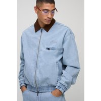 Kastige Oversize Jeansjacke - Blau - L, Blau von boohooman